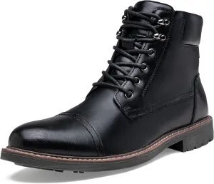 Jousen Mens Boots Leahter Retro Dress Boot Cap Toe Casual Motorcycle