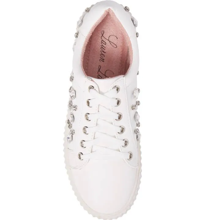 Lace Lorraine Chic Pam Lauren Rhine Sneakers Up Stone Platform Christmas sale Tested Embellished White