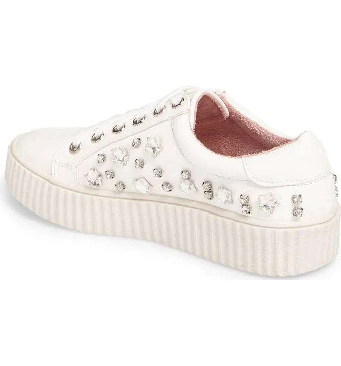 Lace Lorraine Chic Pam Lauren Rhine Sneakers Up Stone Platform Christmas sale Tested Embellished White