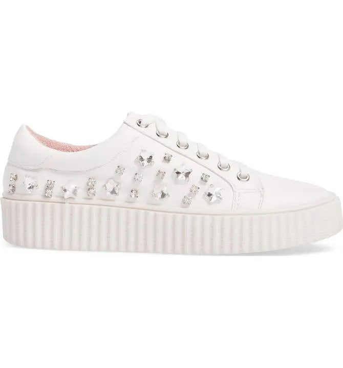 Lace Lorraine Chic Pam Lauren Rhine Sneakers Up Stone Platform Christmas sale Tested Embellished White