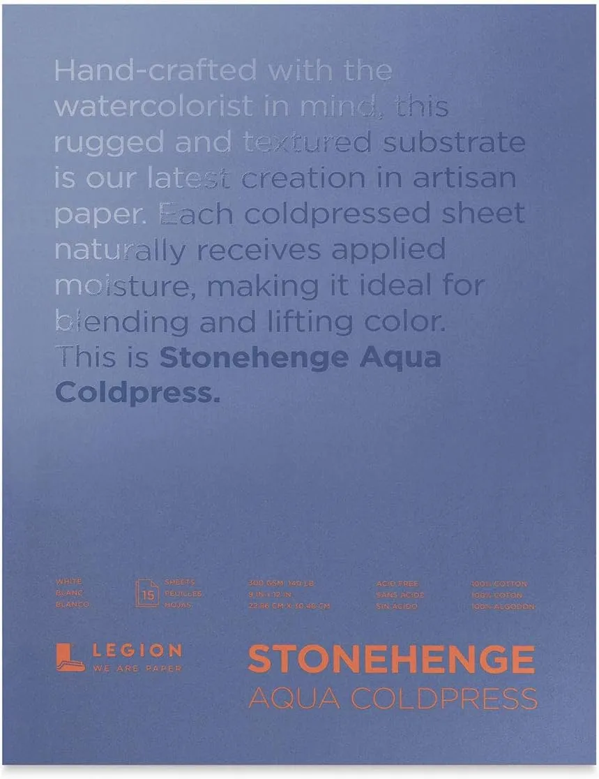 Legion Stonehenge Aqua Watercolor Block - Cold Press, 9" x 12", 140 lb, 15 Sheets