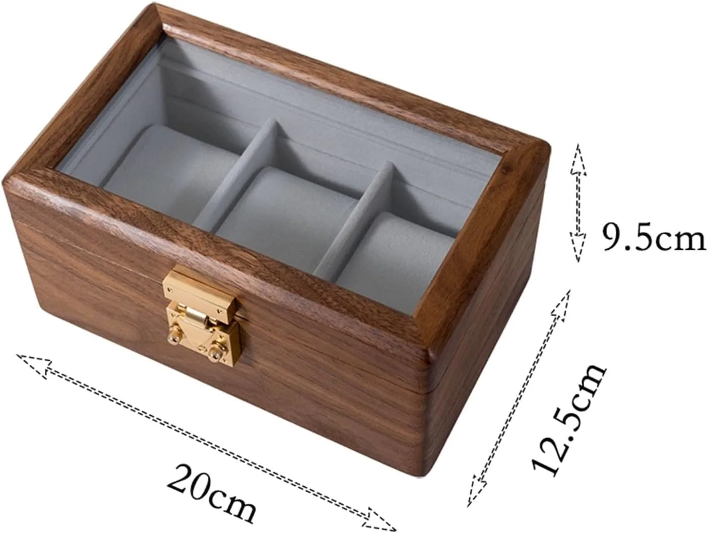 LHX Wooden Glass Cover Watch Storage Box Watch Display And Collection Box 20 * 12.5 * 9.5CM(3 epitope)