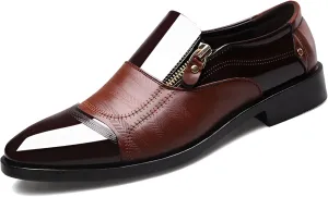 lilaBelle]Stylish Men's Business Casual Shoes - 【Comfortable】 Slip-On Loafers with Pointed Toe Design for Work and Leisure - for Office and Evening Outings Brown