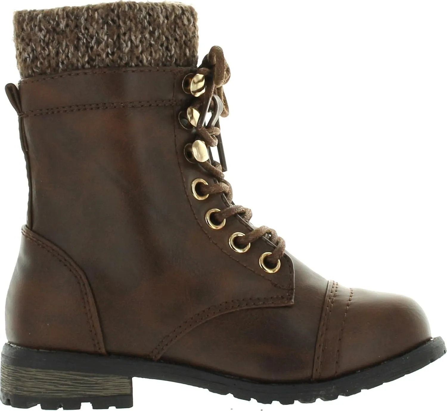 Link Klein-80K Girl's Kid's Cute Faux Leather Two Buckle Zipper Flat Heel Mid Calf Boot Shoes