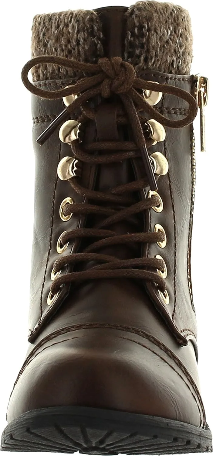 Link Klein-80K Girl's Kid's Cute Faux Leather Two Buckle Zipper Flat Heel Mid Calf Boot Shoes