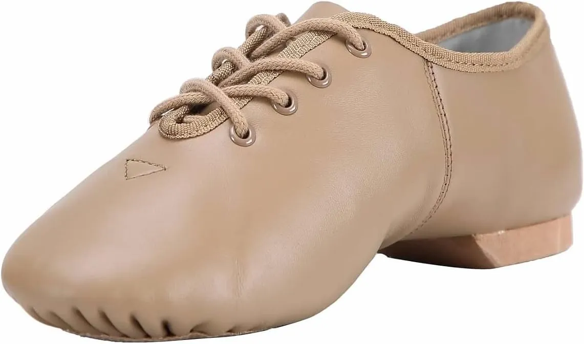 Linodes Leather Lace Up Unisex Jazz Shoe for Women and Men's Dance Shoes