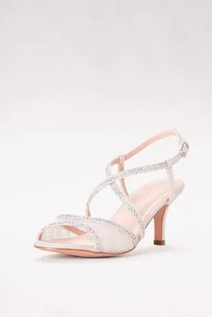 Low Heel Lace Sandals with Crystal Detailing