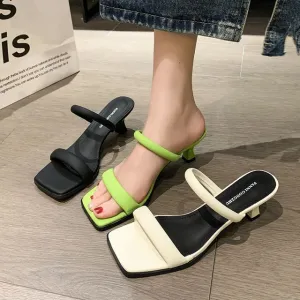 Low Heel Slide Sandals