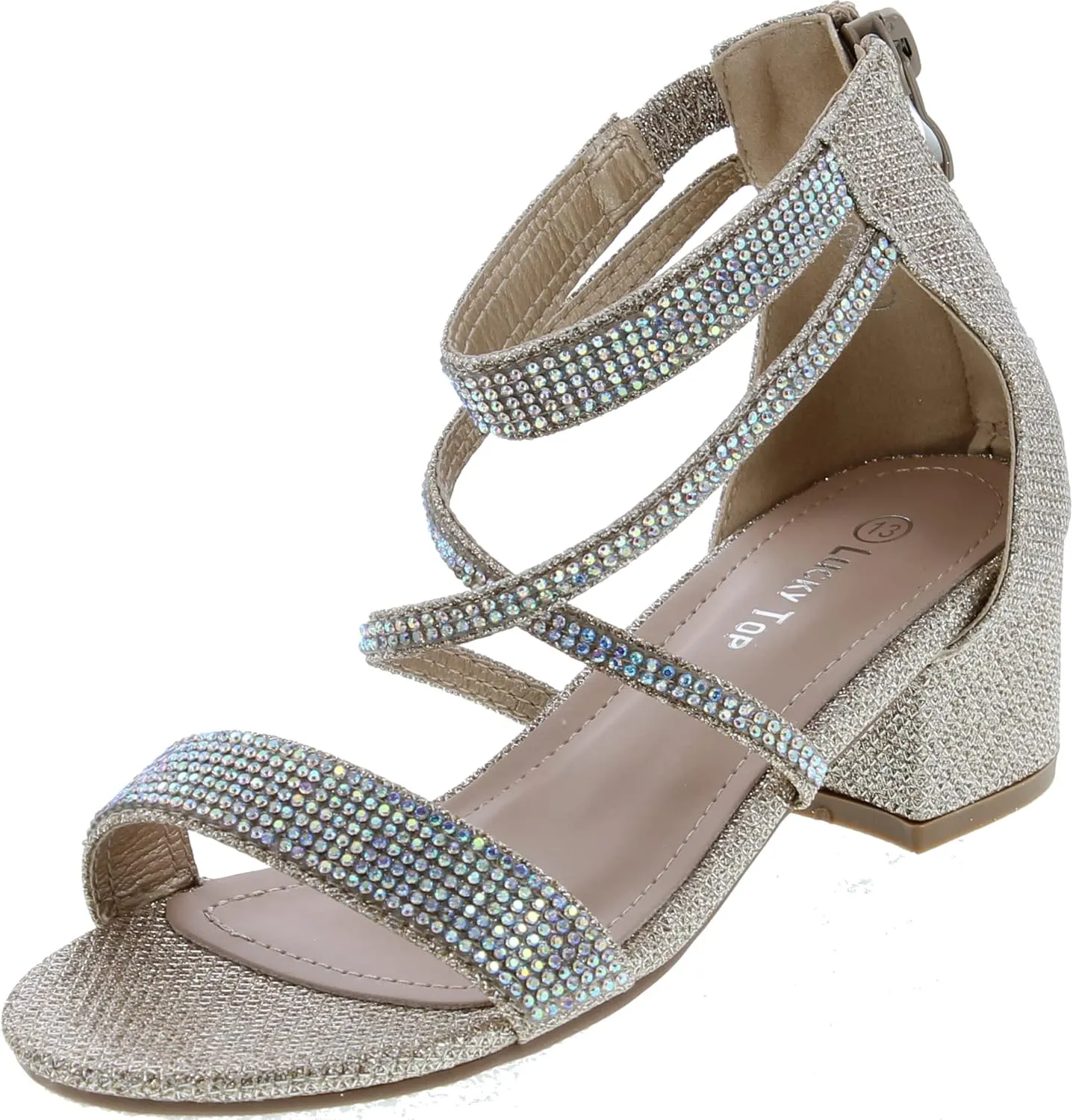 Lucky Top Girls Dress Sandal Low Heel Ankle Strap