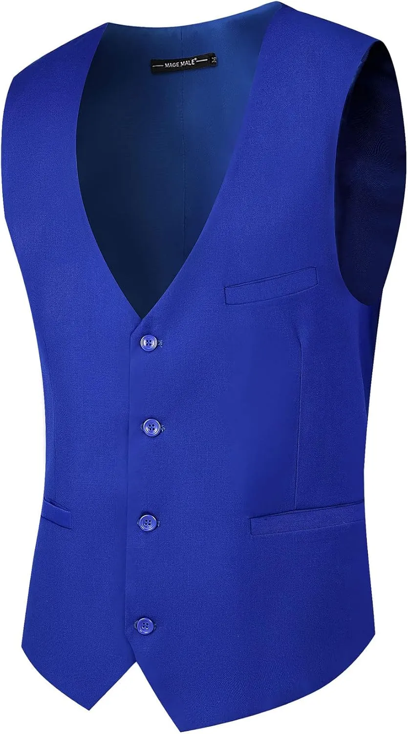 MAGE MALE Men's 3 Piece Suit Slim Fit Solid One Button Party Wedding Tuxedo Suits Blazer Jacket Vest Pants Set