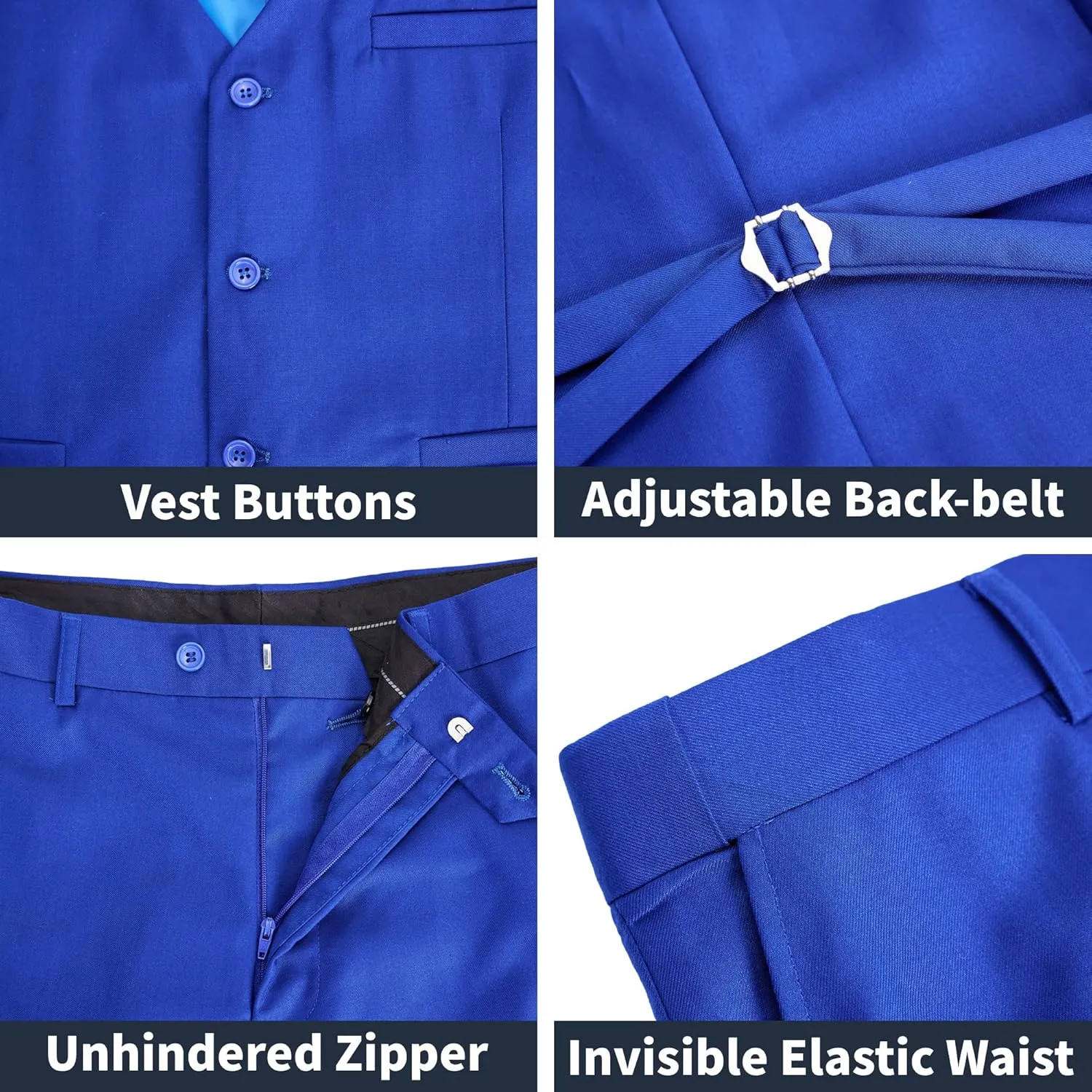 MAGE MALE Men's 3 Piece Suit Slim Fit Solid One Button Party Wedding Tuxedo Suits Blazer Jacket Vest Pants Set