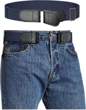 Magic Buckleless Men's Stretch Belts: Comfort Revolution- Hook-Loop Adjustable No Buckle Elastic Belt for Jeans Khaki, 32-48"