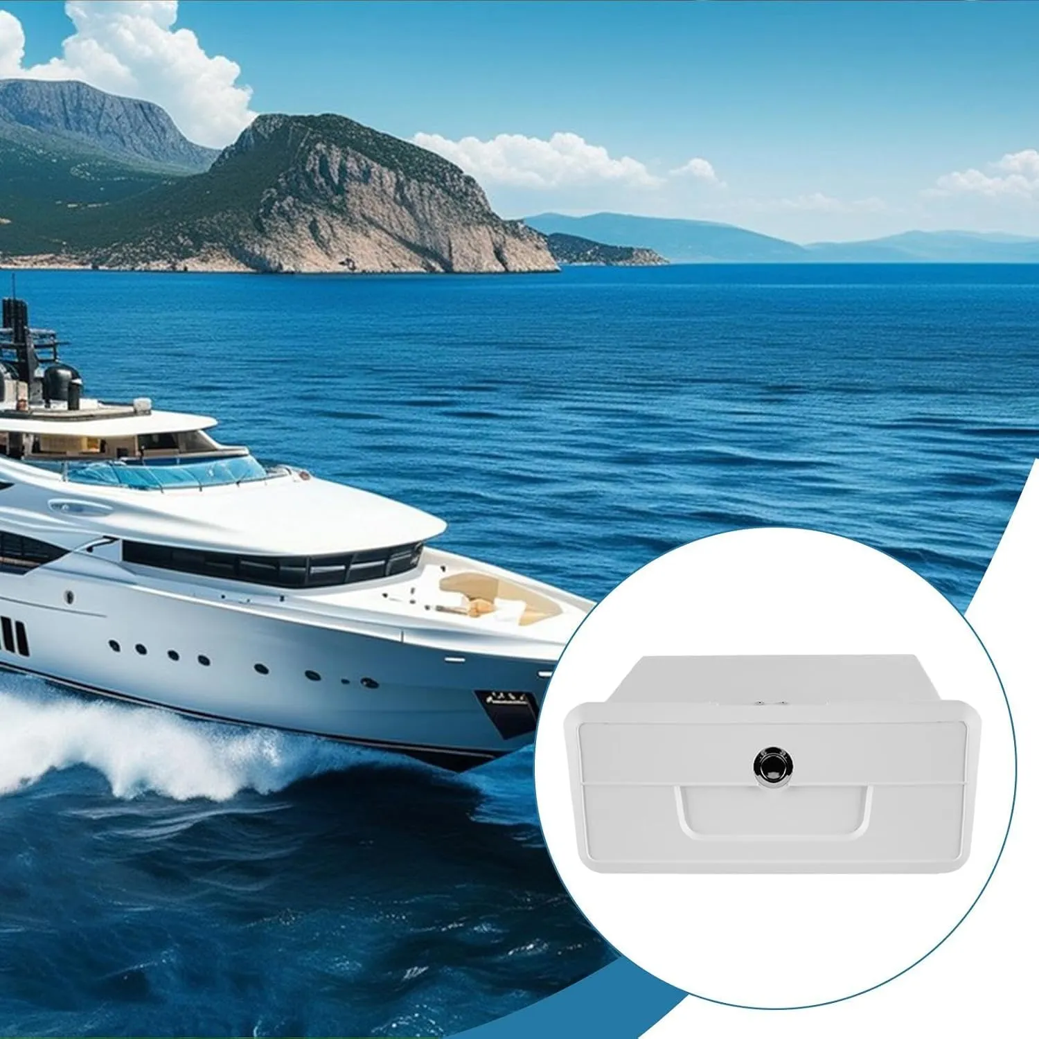 Marine Deck Storage Box Container Lockable Multipurpose Boat, Yacht Storage Case for Parts Sunglasses Phones, White