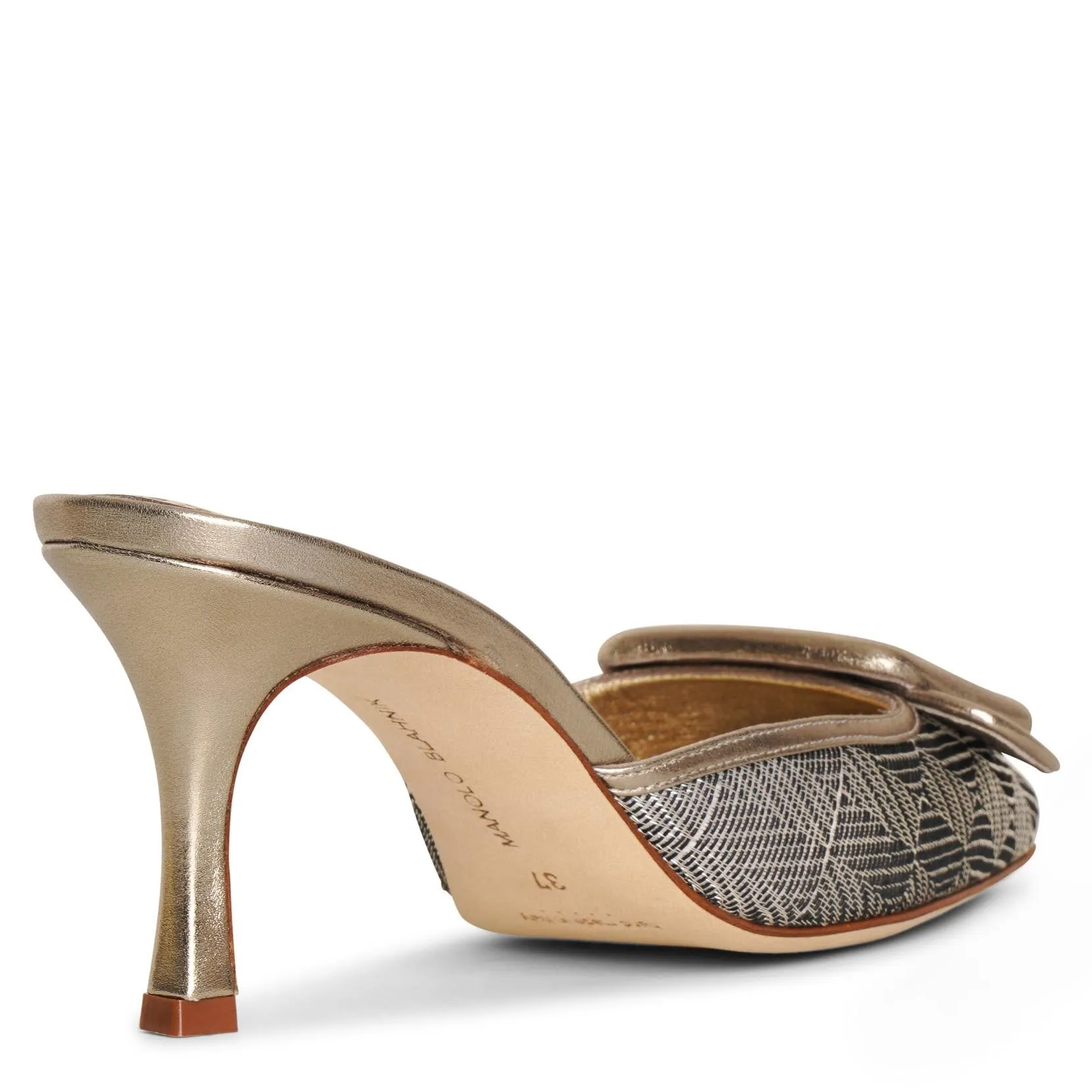 Maysale 70 silver weave mule pumps