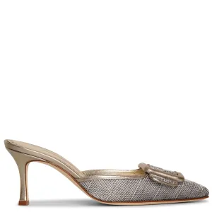 Maysale 70 silver weave mule pumps