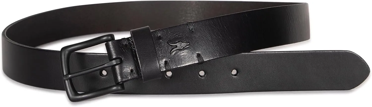 Men's 1.25 Inch Flat Strap Leather, Casual Belt with Matte Metal Buckle
