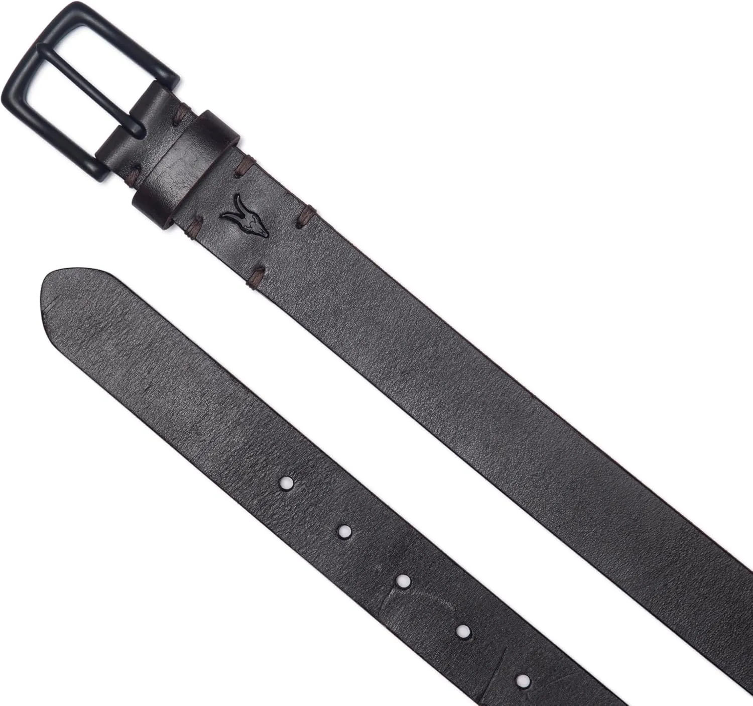 Men's 1.25 Inch Flat Strap Leather, Casual Belt with Matte Metal Buckle