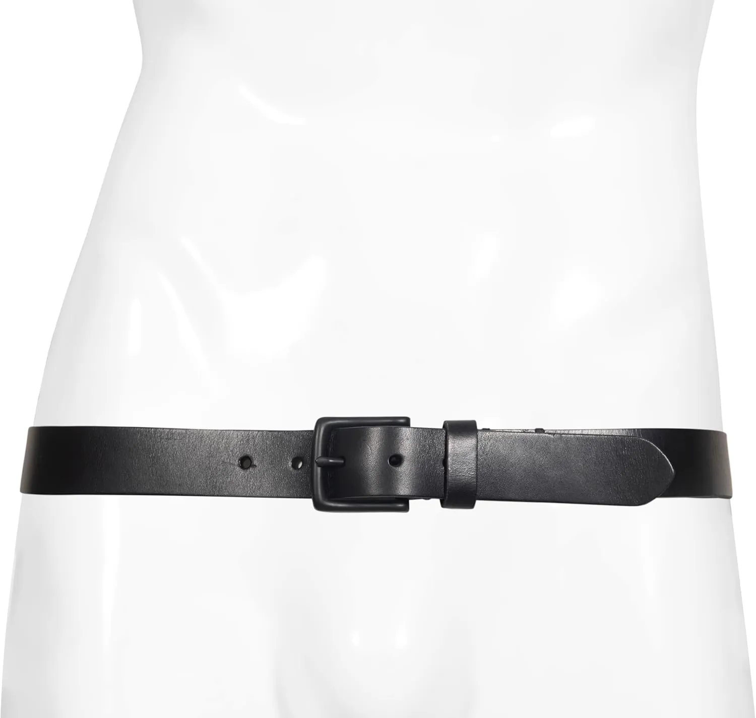 Men's 1.25 Inch Flat Strap Leather, Casual Belt with Matte Metal Buckle