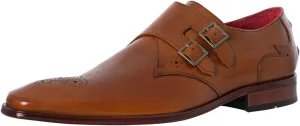 Men's Monk Leather Shoes, Castano