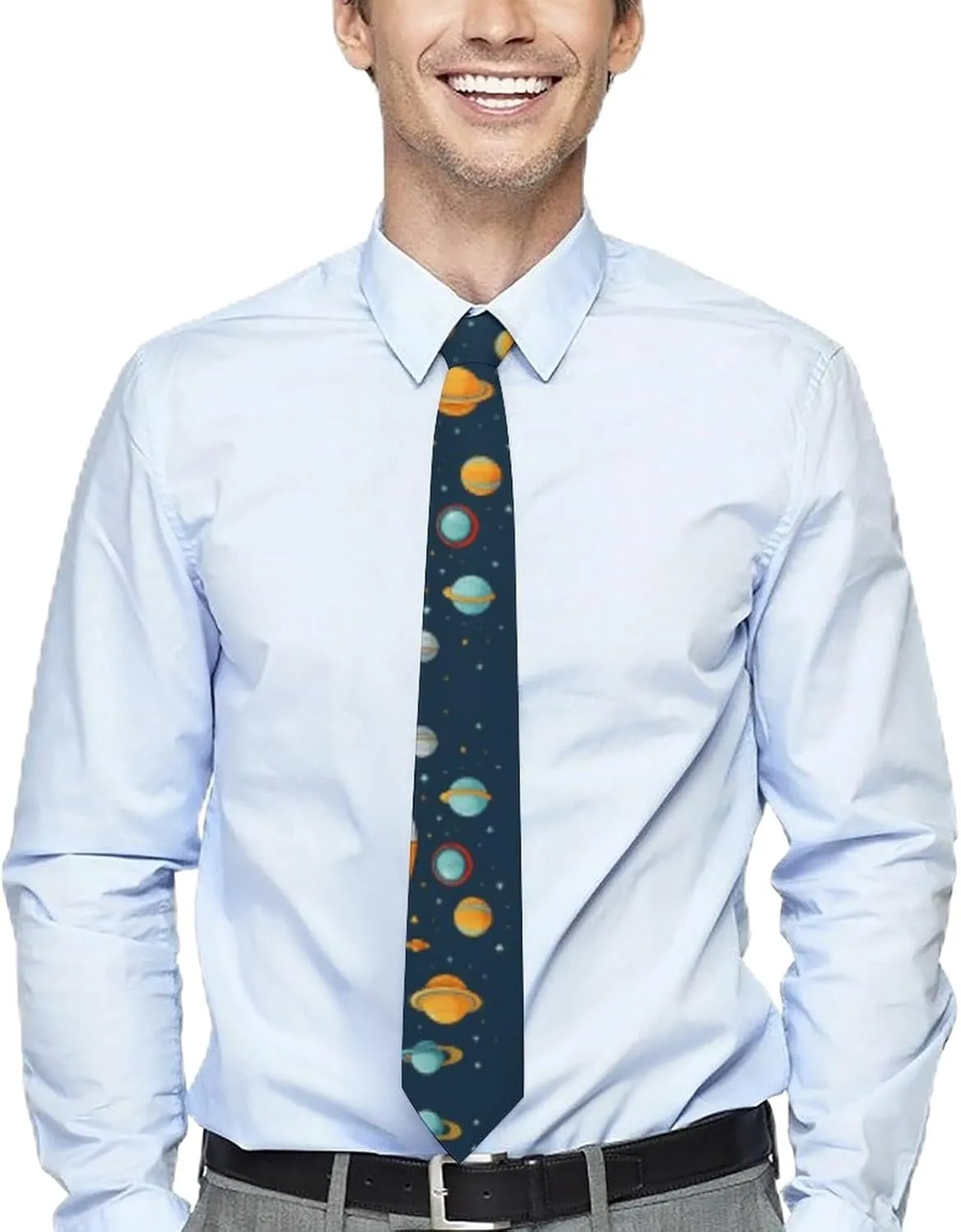 Men's Necktie Fabric Is Soft,Rocket Clipart Space Ship Print Men's Tie,suit Necktie Is Suitable for Work,birthdays,weddings,parties Etc