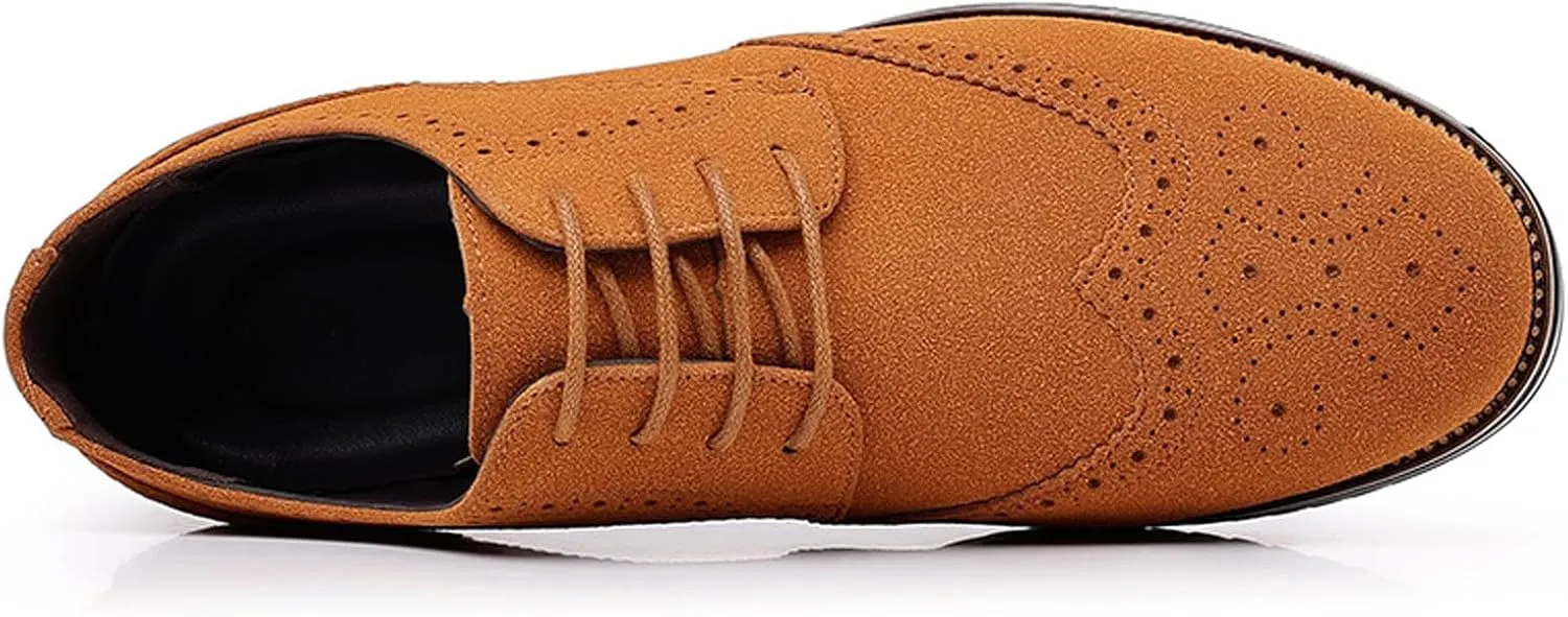 Mens Suede Brown Dress Shoes British Style Business Shoe British Business Shoe Pointed Toe Formal Leather Shoes Lace Up Casual Dress Shoes
