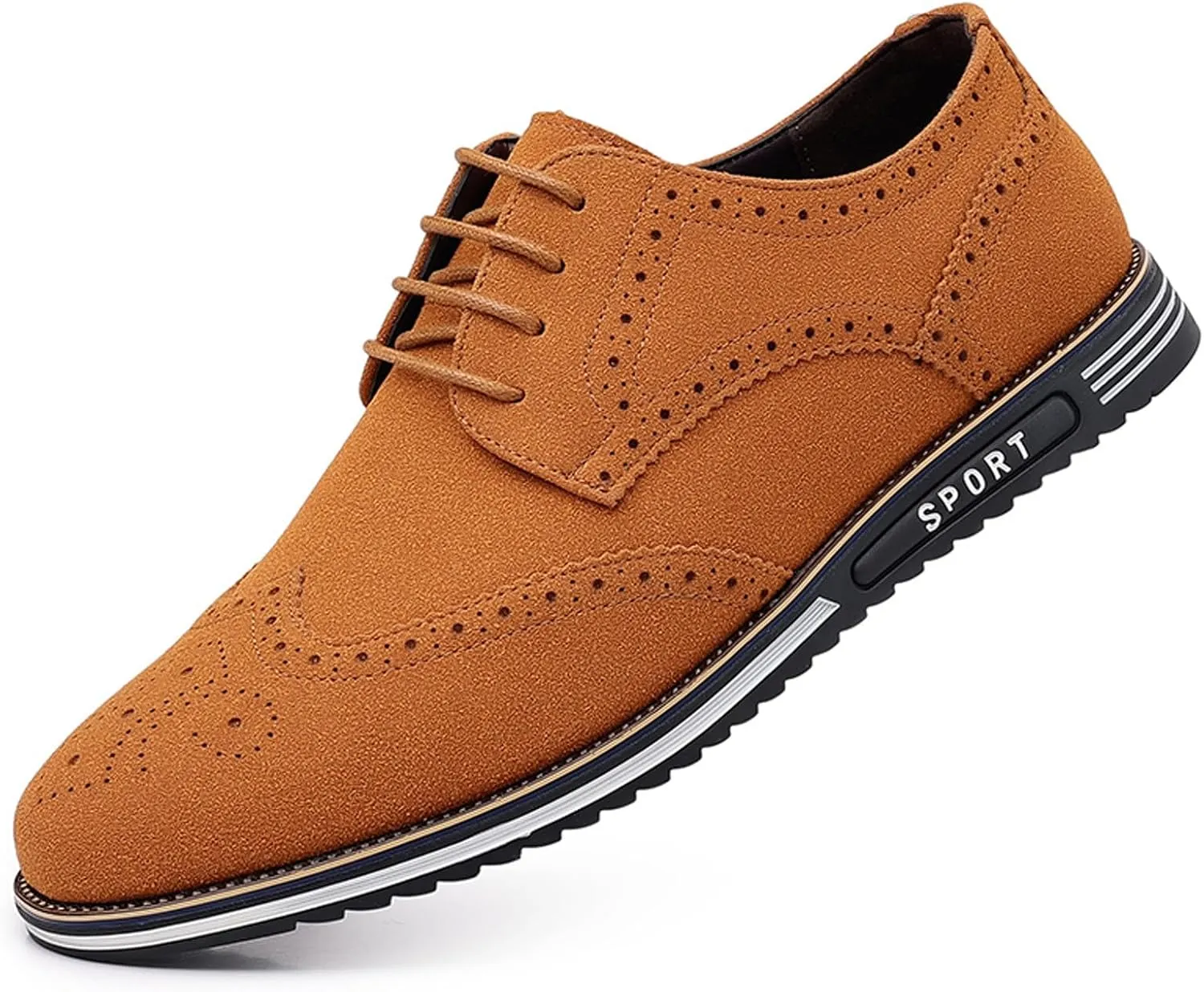Mens Suede Brown Dress Shoes British Style Business Shoe British Business Shoe Pointed Toe Formal Leather Shoes Lace Up Casual Dress Shoes