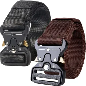 Mens Tactical Belt, Military Hiking Rigger Safety Nylon Work Waist Belt with Heavy Duty Quick Release Buckle