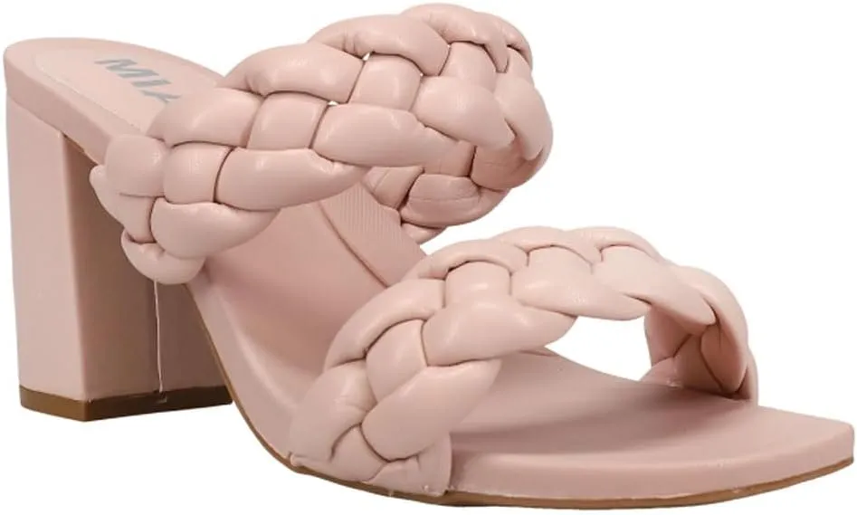 MIA Womens Maine Braided Block Dress Sandals Mid Heel 2-3" - Pink