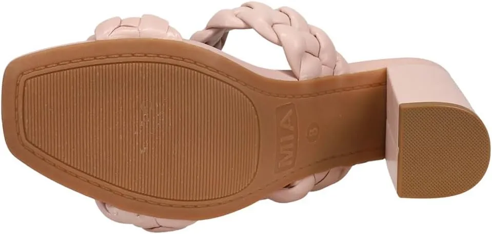 MIA Womens Maine Braided Block Dress Sandals Mid Heel 2-3" - Pink