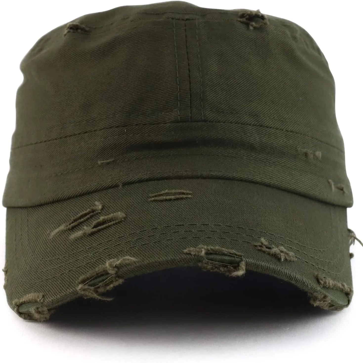 Military Cadet Style Flat Top Distressed Vintage Cap