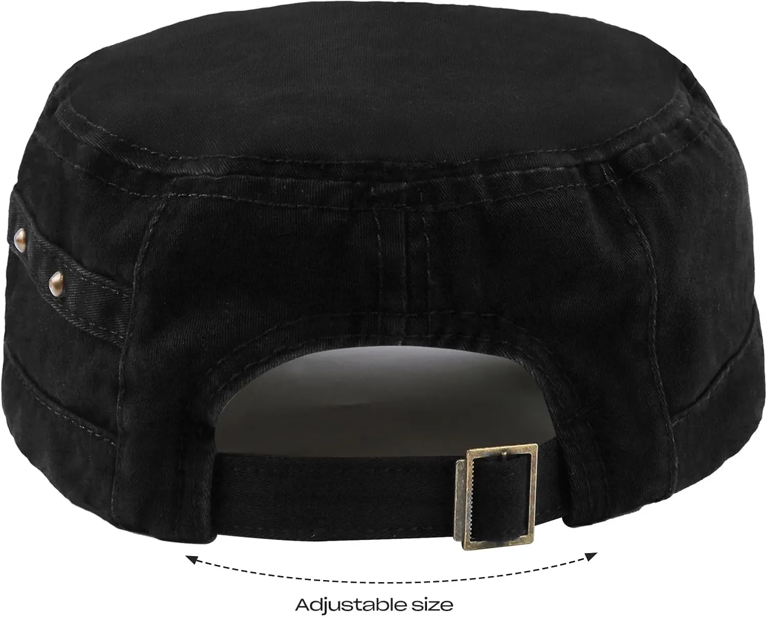 Military Hats for Men - Washed Cotton Military Caps Cadet Army Cap Vintage Adjustable Flat Top Cap