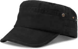 Military Hats for Men - Washed Cotton Military Caps Cadet Army Cap Vintage Adjustable Flat Top Cap