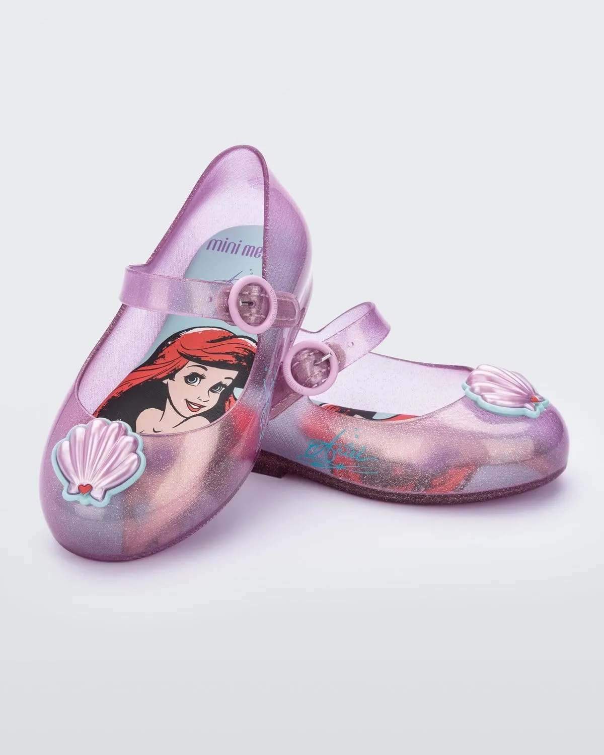 mini melissa Girl's Sweet Love   Disney Princess Mary Jane Jelly Flat for Toddlers & Babies - Jelly Shoes for Little Girls with Adjustable Strap & Side Buckle
