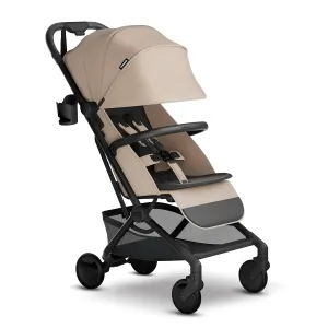 Mompush Velo Lightweight Travel Stroller – One-Hand Fold, Ultra-Compact & Airplane Friendly, Lie-Flat Recline Seat (from Birth to 50 lbs), Includes Cup Holder, Shoulder Strap, and Leather Bumper Bar