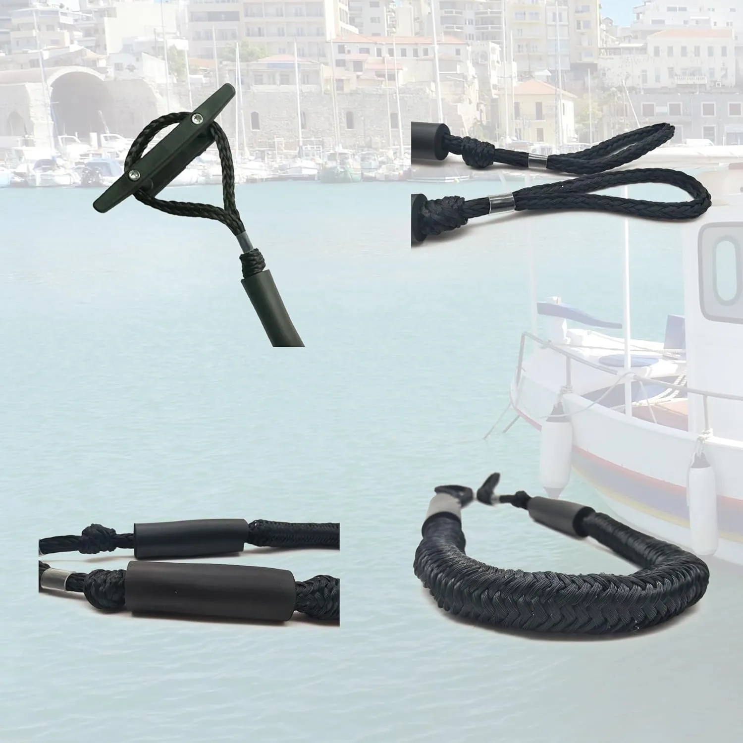Mooring Strap Bungee Dock Line - Essential Accessories for Built-in Bumpers, Kayaks, Boats, SeaDoo, Jet Skis, Pontoons, Canoes, Jet Skis, and More 2Pack