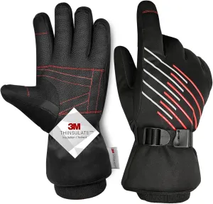 MOREOK Winter Gloves for Men/Women -10°F 3M Thinsulate Warm Touch Screen Snow Ski Bicycle Bike Gloves for Driving/Cycling/Running/Hiking