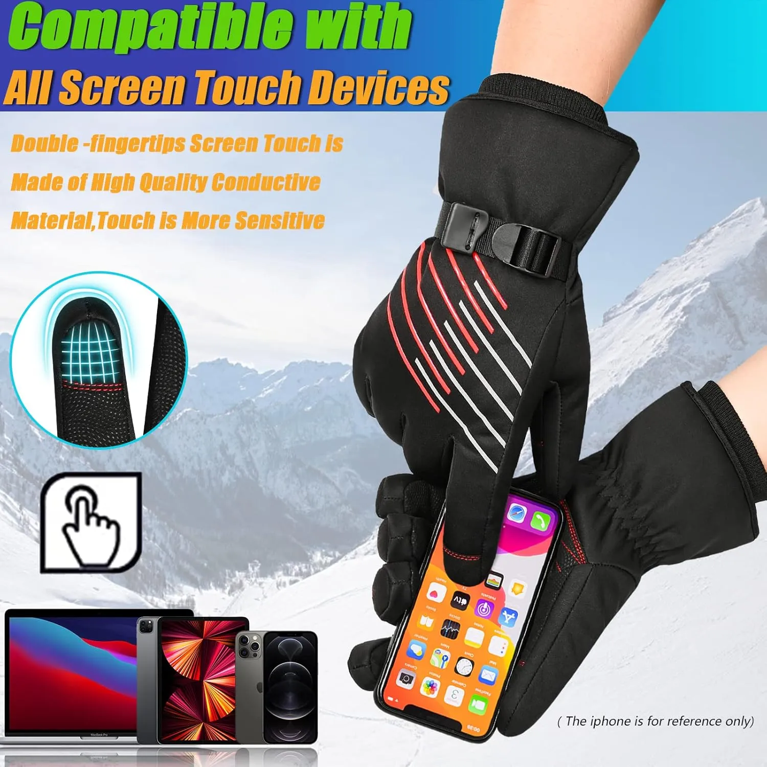 MOREOK Winter Gloves for Men/Women -10°F 3M Thinsulate Warm Touch Screen Snow Ski Bicycle Bike Gloves for Driving/Cycling/Running/Hiking