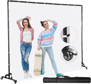 Movable White Backdrop Stand with Pulley, Suitable for Studio Photography, Stage Background Layout, Portrait and Product Photography, Live Streaming, Cutout (7 * 10FT)