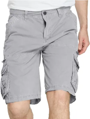 Muscularfit Mens Cotton Shorts Flat-Front Cotton Multi Pockets Cargo Short Solid Buckle Zipper Fashion Utility Tooling Shorts