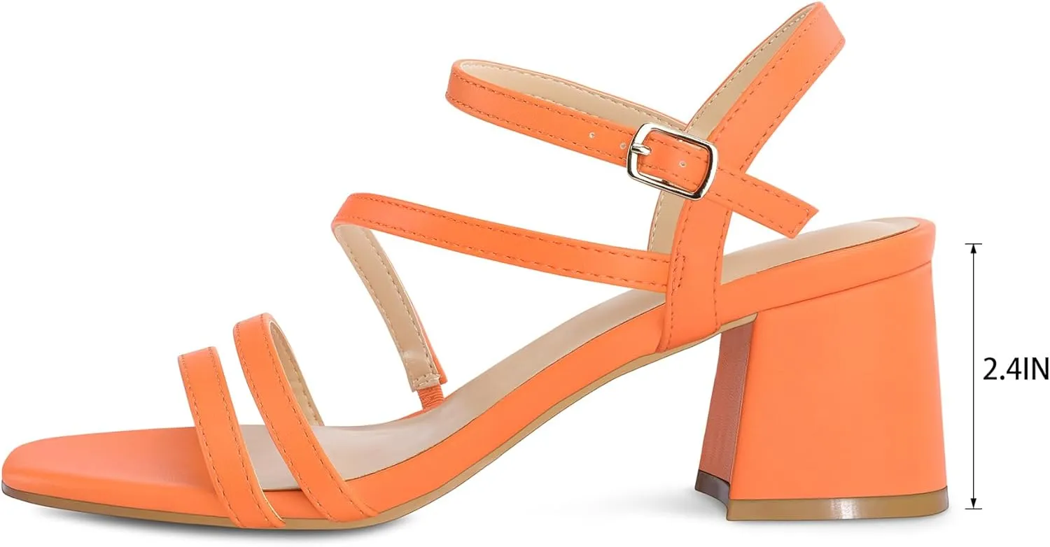 mysoft Women's Strappy Low Chunky Block Heel Sandals Open Toe Dress Shoes