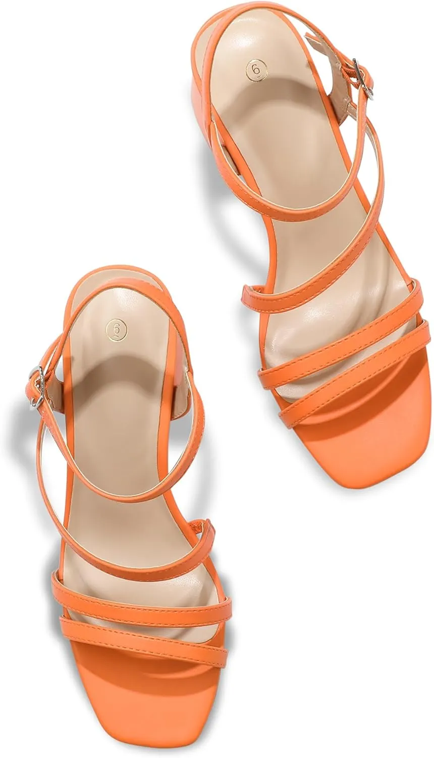 mysoft Women's Strappy Low Chunky Block Heel Sandals Open Toe Dress Shoes