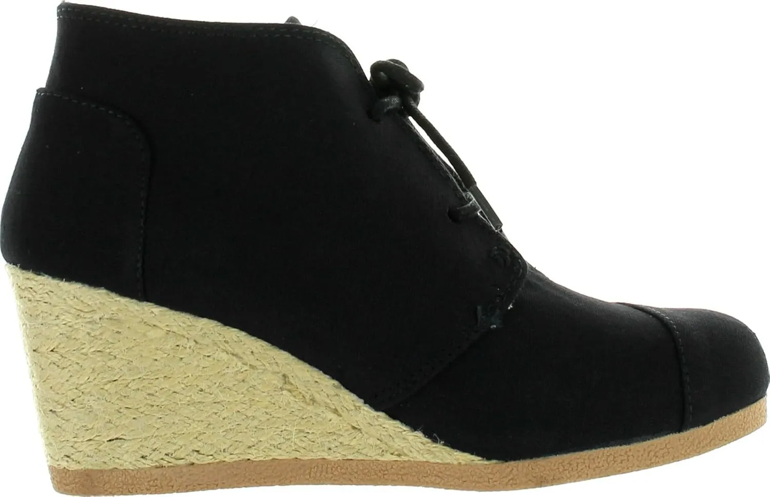 Nature Breeze Willow-01 Women's Black Lace Up Faux Leather Ankle Wedge Boots