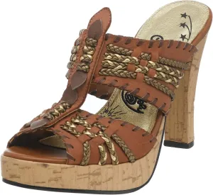 Naughty Monkey Women's Gold Card Cork Platform Sandal