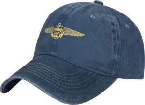 Naval Aviator Pilot Wings Hat Adjustable Cowboy Baseball Cap for Men Women Trucker Cap Navy Blue