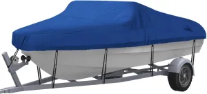 NEXCOVER Trailerable Boat Cover, Length: 17’-19’ Beam Width: up to 96”, Waterproof Heavy Duty Cover, Fits V-Hull, TRI-Hull, Runabout, Pro-Style, Bass Boat, Storage Bag & Tightening Straps Included.