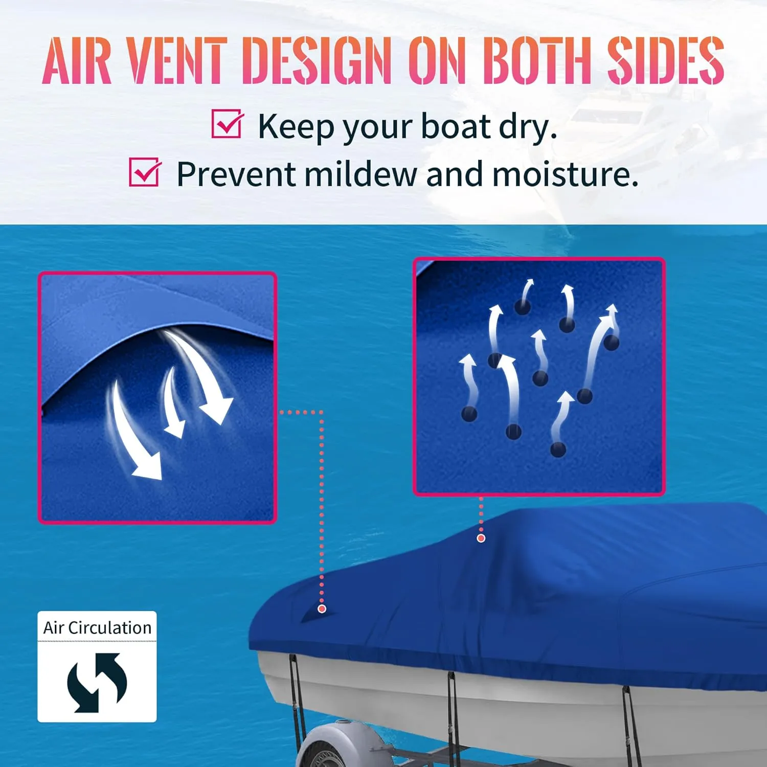 NEXCOVER Trailerable Boat Cover, Length: 17’-19’ Beam Width: up to 96”, Waterproof Heavy Duty Cover, Fits V-Hull, TRI-Hull, Runabout, Pro-Style, Bass Boat, Storage Bag & Tightening Straps Included.
