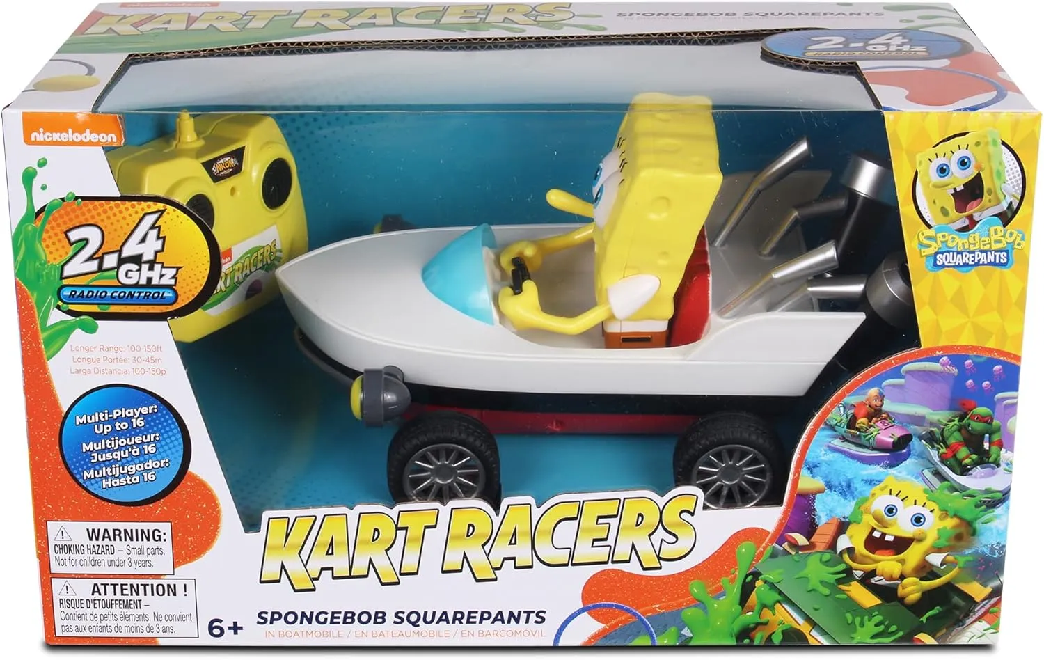 Nick Kart Racers - 2.4GHz RC Spongebob Boatmobile; Straight from The Game “Nickelodeon Kart Racers 3: Slime Speedway”; Full Function Fun; Grippy Tires for Ultimate Traction