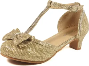 Nova Utopia Toddler Little Girls Low Medium Heel Dress Sandal Flower Girl Shoes (size 9-4)