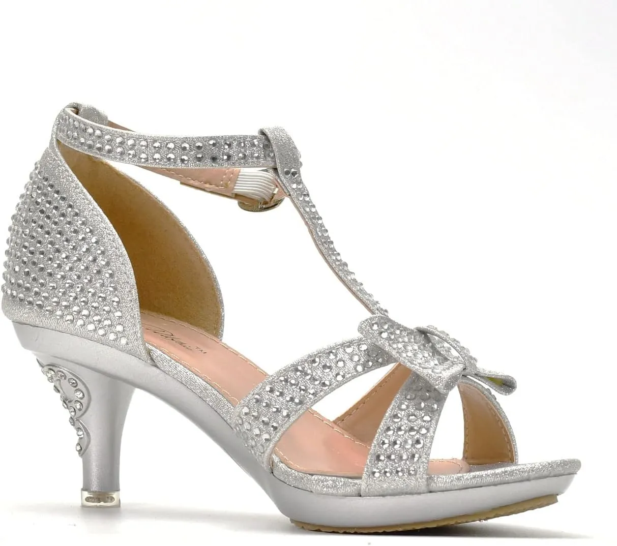 Nova Utopia Toddler Little Girls Low Medium Heel Dress Sandal Flower Girl Shoes (size 9-4)