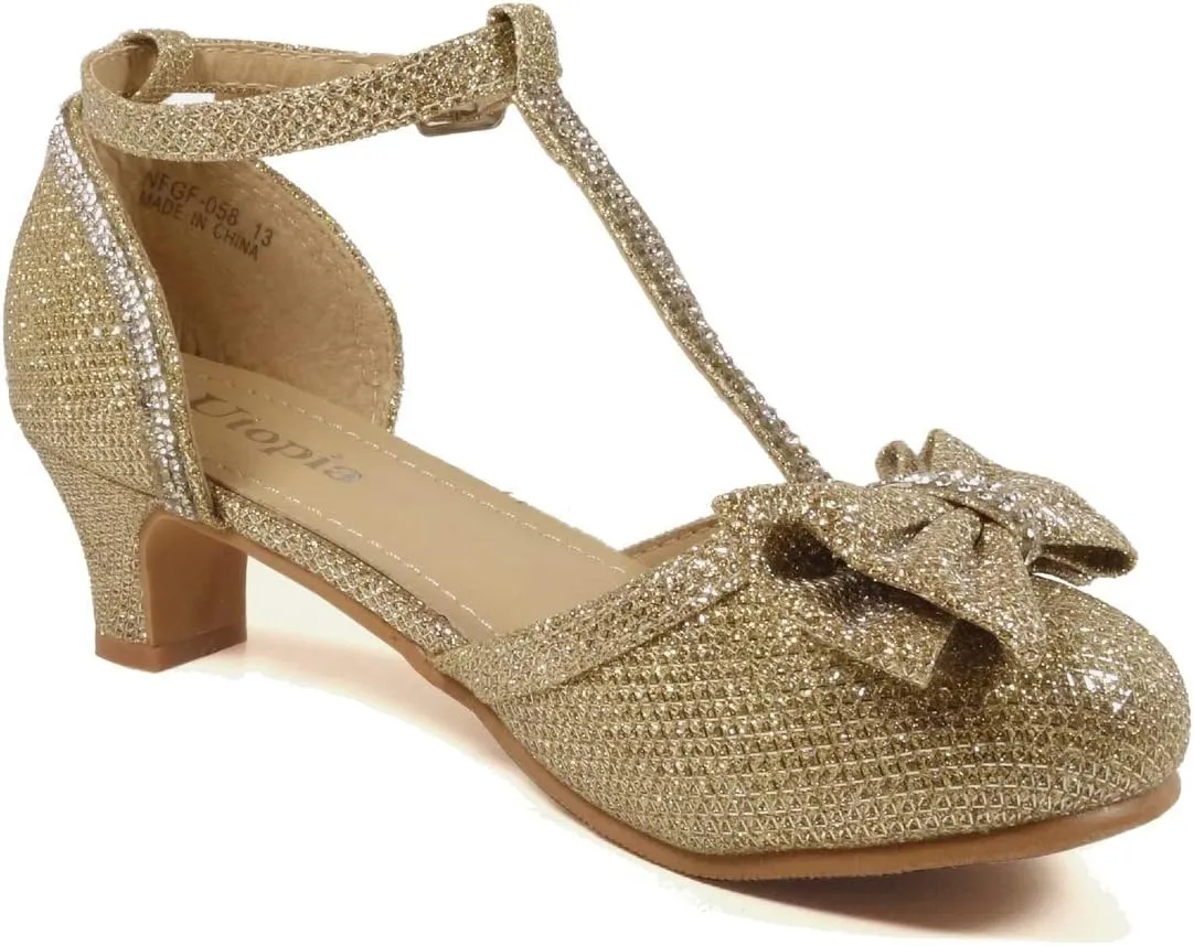 Nova Utopia Toddler Little Girls Low Medium Heel Dress Sandal Flower Girl Shoes (size 9-4)